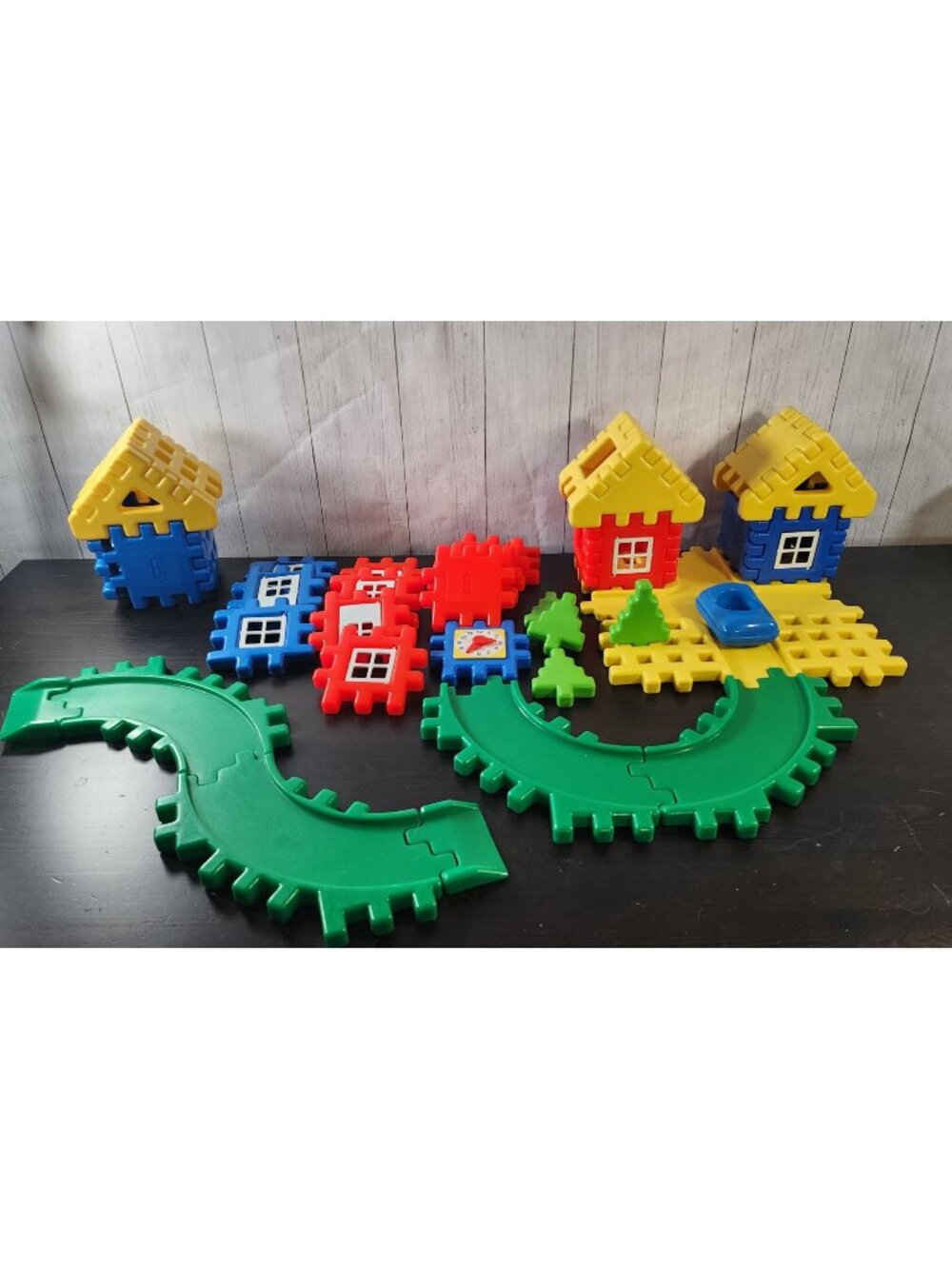 VTG LITTLE TIKES WEE WAFFLE BLOCKS ROAD PIECES RARE CLOCK TREES CAR WINDOWS DOOR
